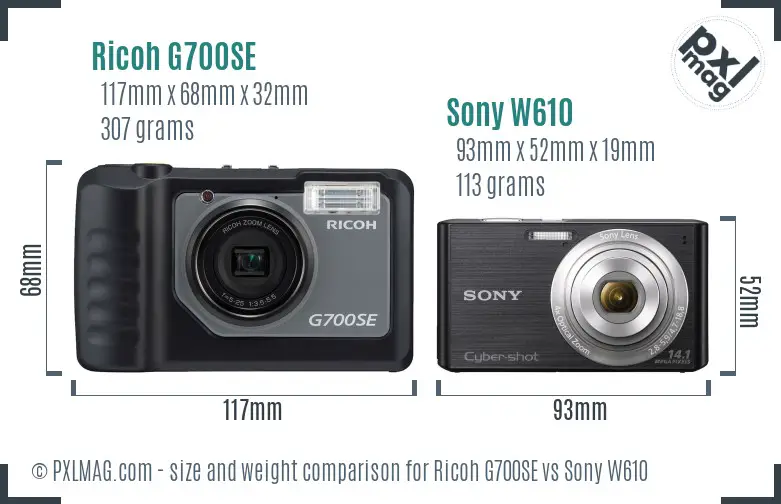 Ricoh G700SE vs Sony W610 size comparison