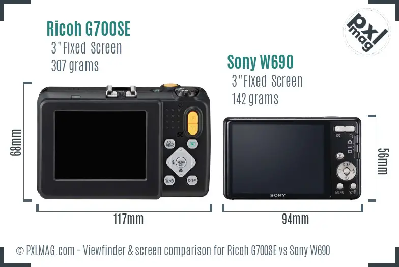 Ricoh G700SE vs Sony W690 Screen and Viewfinder comparison