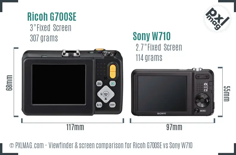 Ricoh G700SE vs Sony W710 Screen and Viewfinder comparison