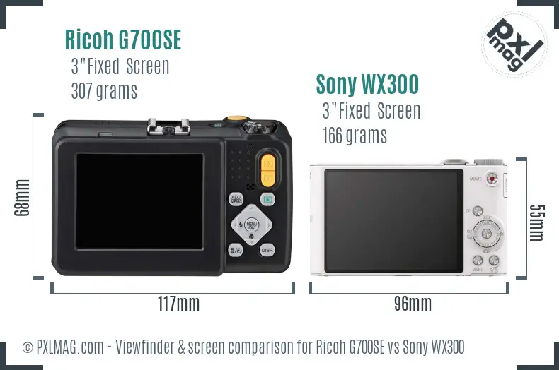Ricoh G700SE vs Sony WX300 Screen and Viewfinder comparison