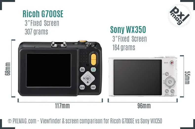 Ricoh G700SE vs Sony WX350 Screen and Viewfinder comparison