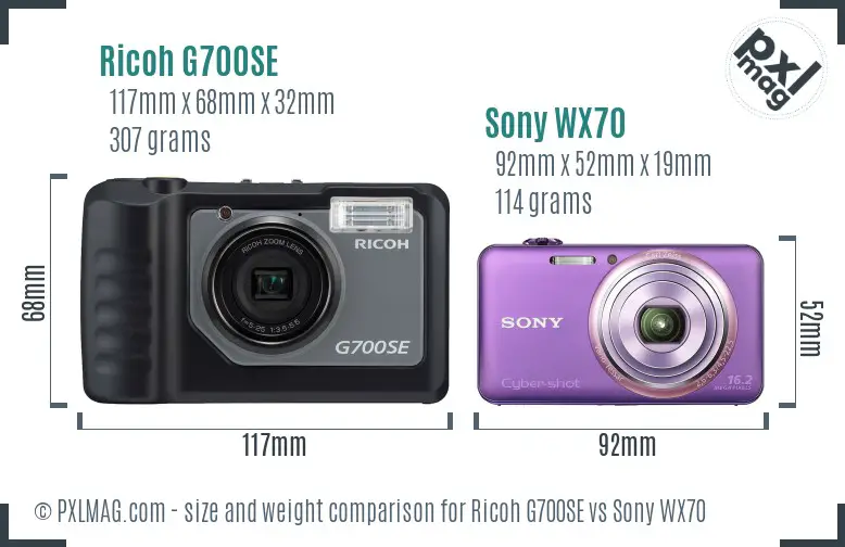 Ricoh G700SE vs Sony WX70 size comparison
