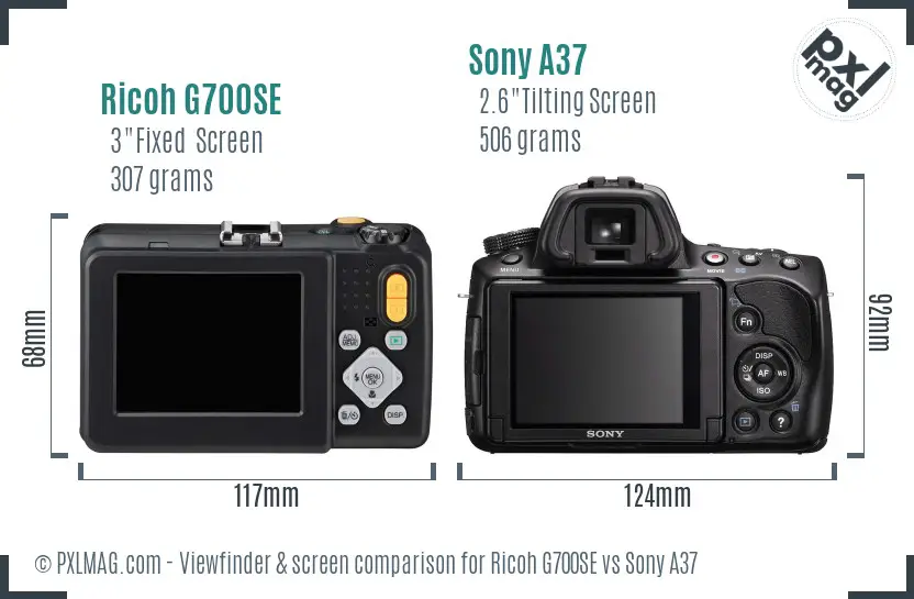 Ricoh G700SE vs Sony A37 Screen and Viewfinder comparison