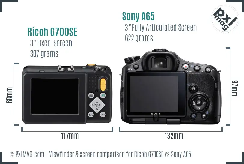Ricoh G700SE vs Sony A65 Screen and Viewfinder comparison