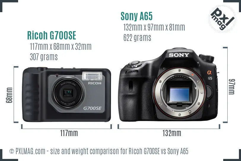Ricoh G700SE vs Sony A65 size comparison