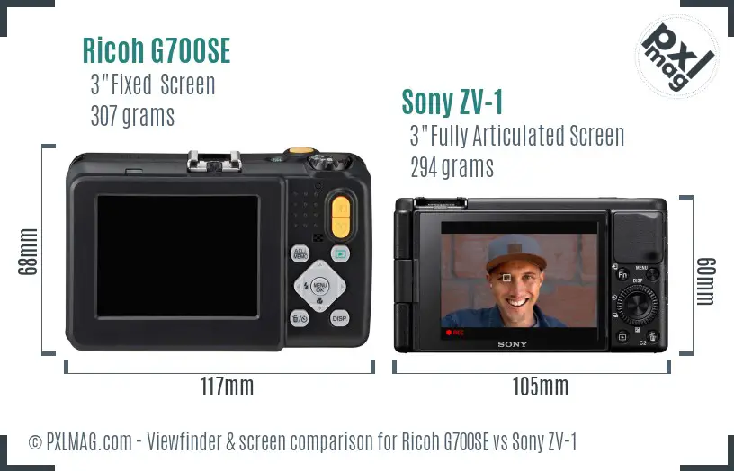 Ricoh G700SE vs Sony ZV-1 Screen and Viewfinder comparison