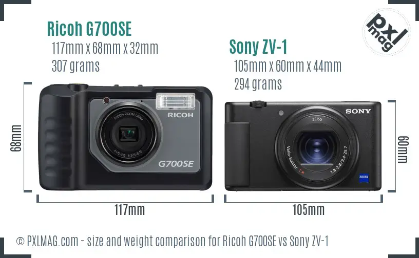 Ricoh G700SE vs Sony ZV-1 size comparison