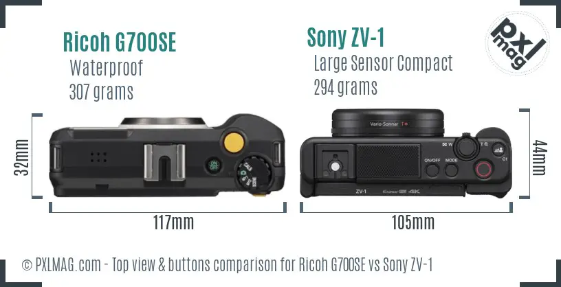 Ricoh G700SE vs Sony ZV-1 top view buttons comparison