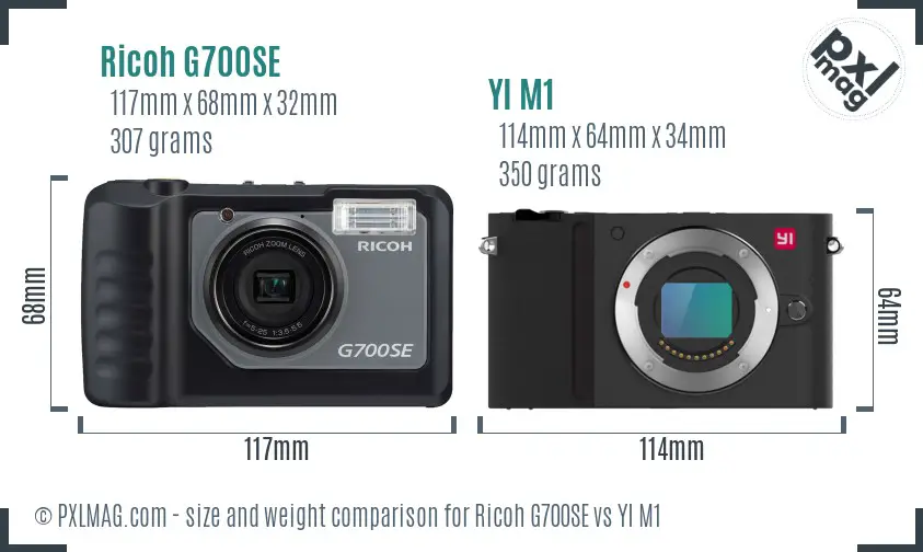 Ricoh G700SE vs YI M1 size comparison