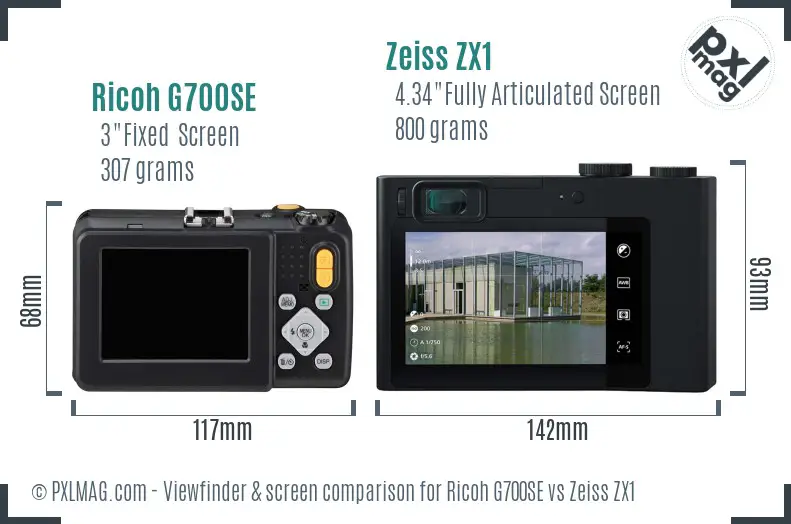Ricoh G700SE vs Zeiss ZX1 Screen and Viewfinder comparison