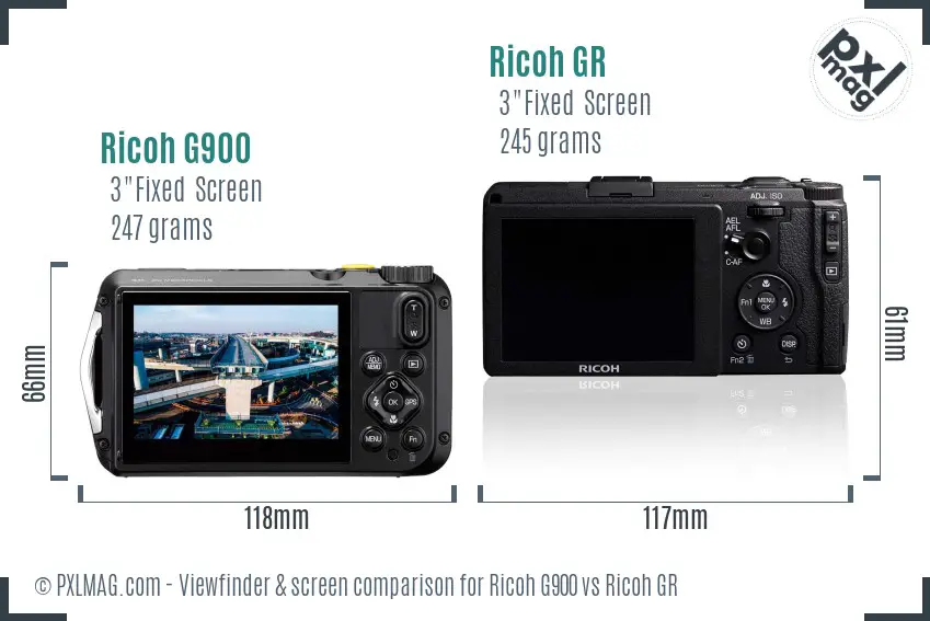 Ricoh G900 vs Ricoh GR Screen and Viewfinder comparison
