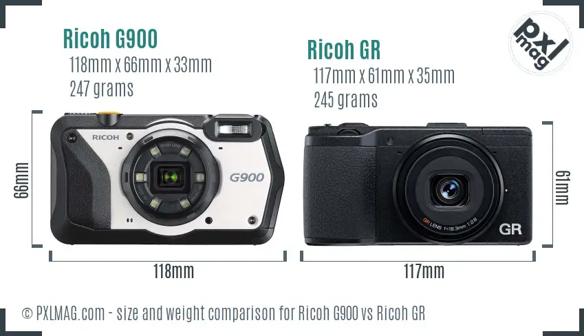 Ricoh G900 vs Ricoh GR size comparison