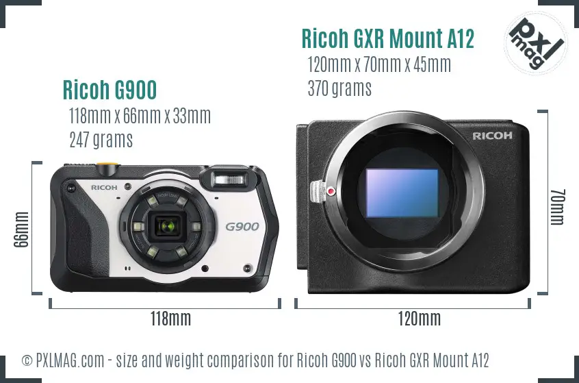 Ricoh G900 vs Ricoh GXR Mount A12 size comparison