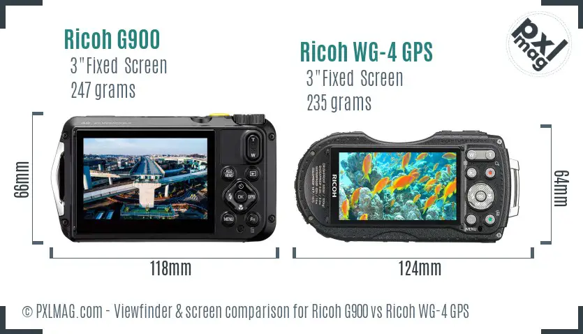 Ricoh G900 vs Ricoh WG-4 GPS Screen and Viewfinder comparison