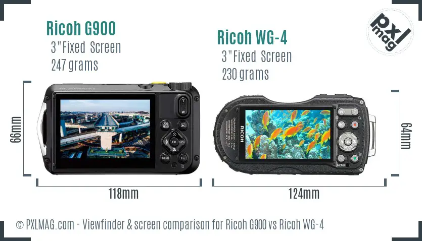 Ricoh G900 vs Ricoh WG-4 Screen and Viewfinder comparison