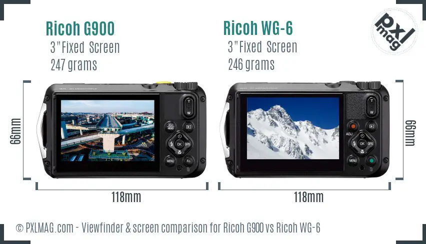 Ricoh G900 vs Ricoh WG-6 Screen and Viewfinder comparison