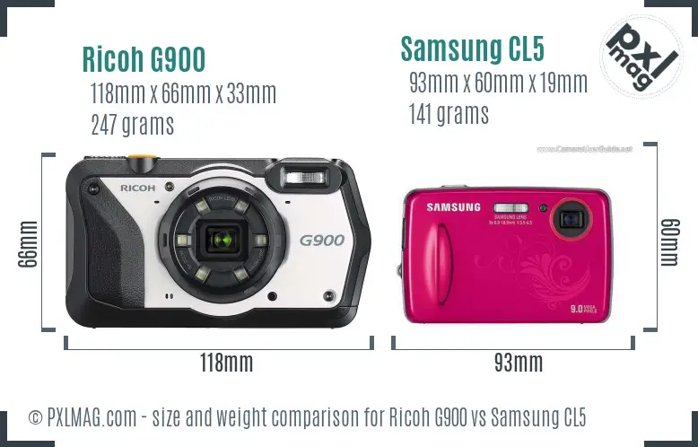 Ricoh G900 vs Samsung CL5 size comparison
