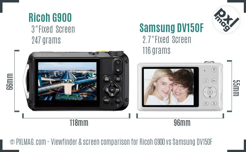 Ricoh G900 vs Samsung DV150F Screen and Viewfinder comparison