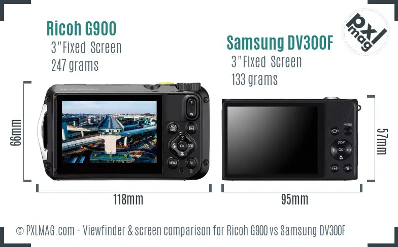Ricoh G900 vs Samsung DV300F Screen and Viewfinder comparison