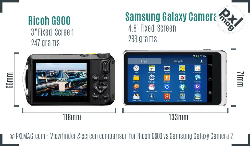 Ricoh G900 vs Samsung Galaxy Camera 2 Screen and Viewfinder comparison