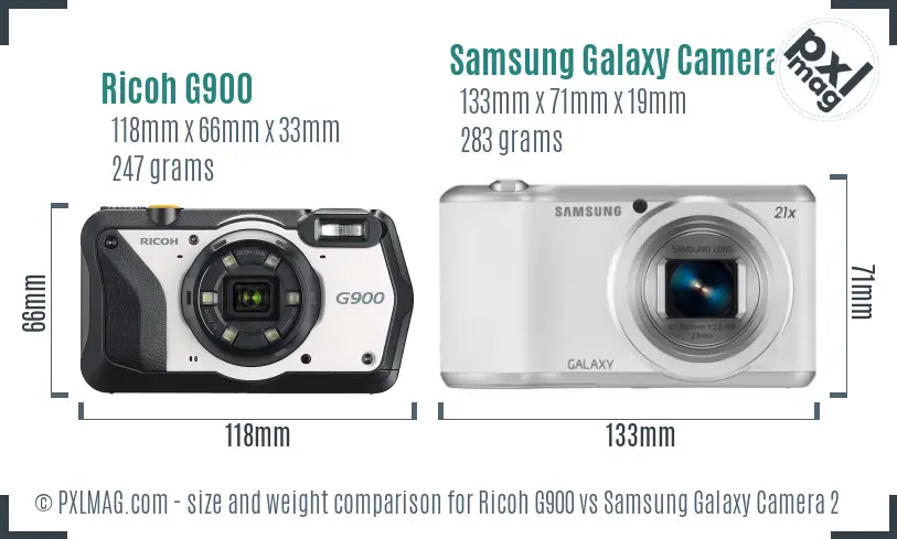 Ricoh G900 vs Samsung Galaxy Camera 2 size comparison
