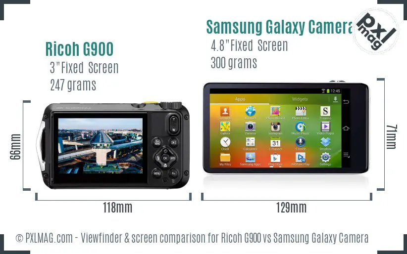 Ricoh G900 vs Samsung Galaxy Camera Screen and Viewfinder comparison