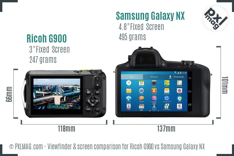 Ricoh G900 vs Samsung Galaxy NX Screen and Viewfinder comparison