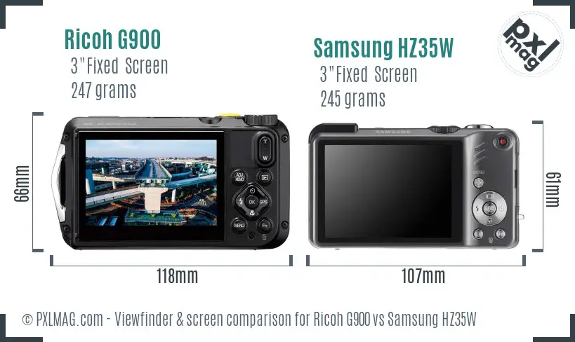 Ricoh G900 vs Samsung HZ35W Screen and Viewfinder comparison