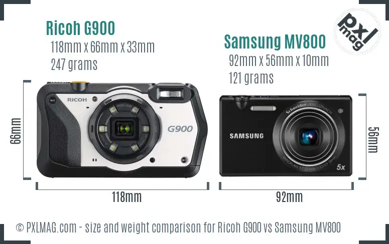 Ricoh G900 vs Samsung MV800 size comparison