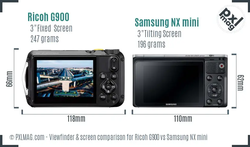Ricoh G900 vs Samsung NX mini Screen and Viewfinder comparison