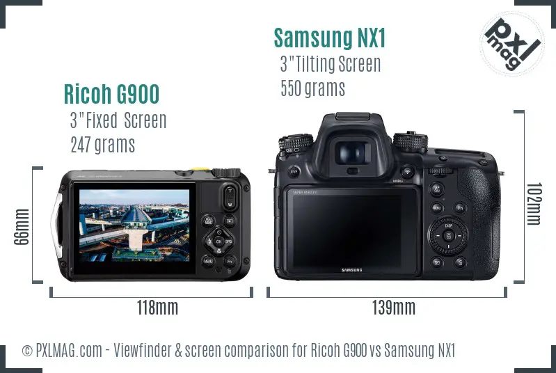 Ricoh G900 vs Samsung NX1 Screen and Viewfinder comparison