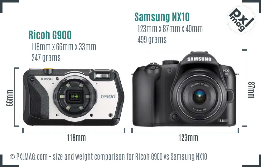 Ricoh G900 vs Samsung NX10 size comparison