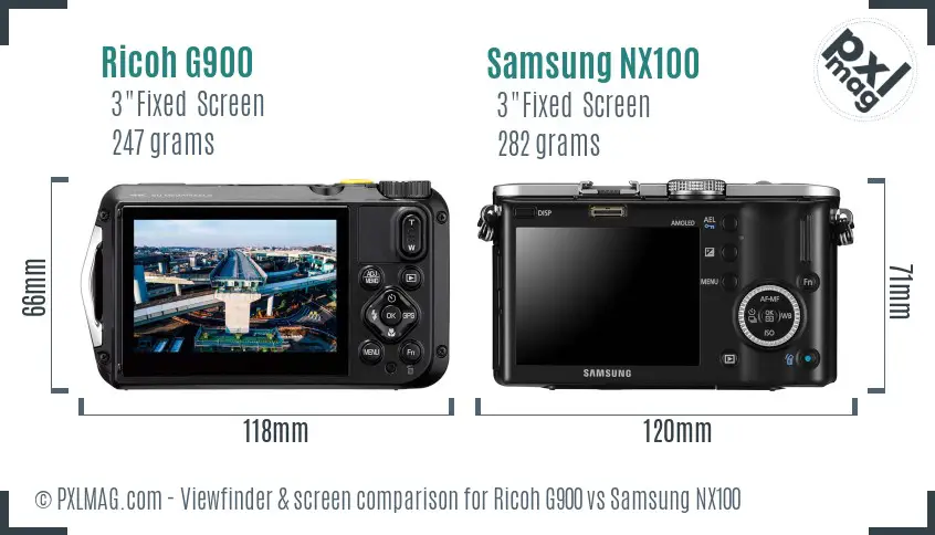 Ricoh G900 vs Samsung NX100 Screen and Viewfinder comparison