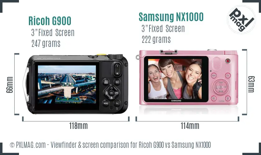 Ricoh G900 vs Samsung NX1000 Screen and Viewfinder comparison