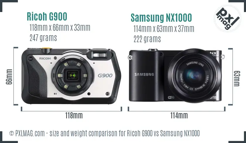 Ricoh G900 vs Samsung NX1000 size comparison