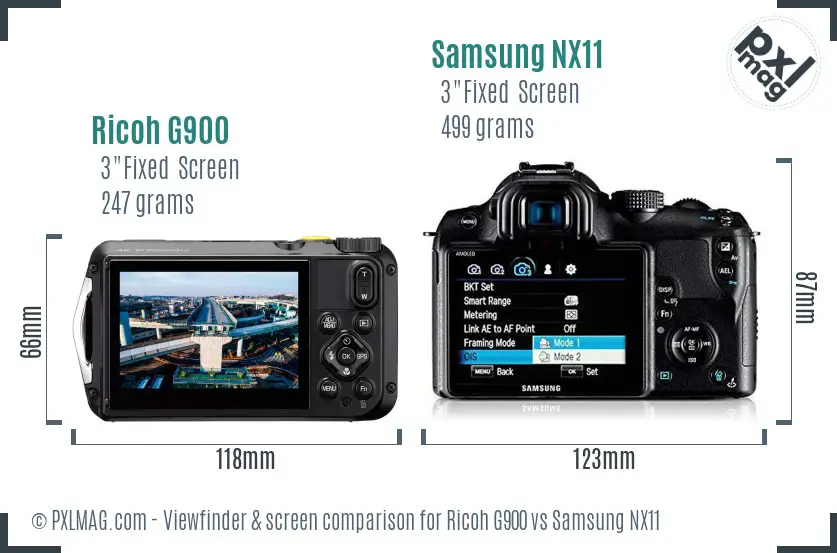 Ricoh G900 vs Samsung NX11 Screen and Viewfinder comparison