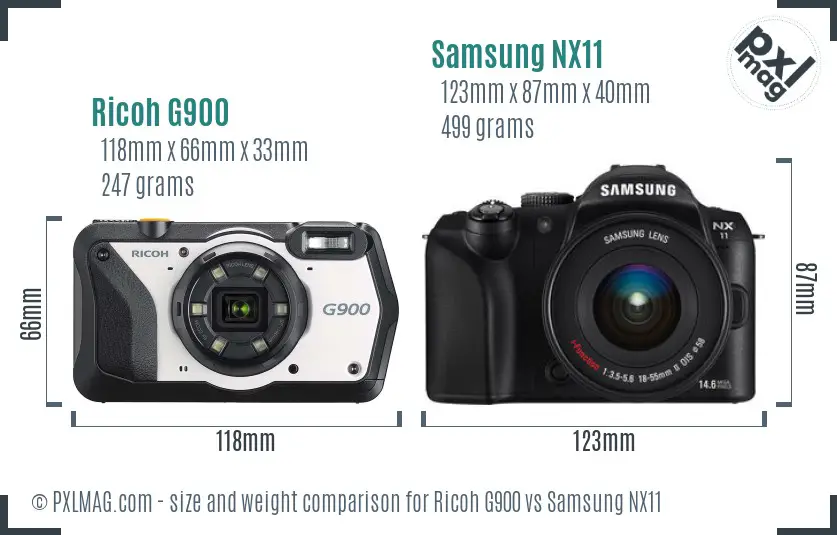 Ricoh G900 vs Samsung NX11 size comparison
