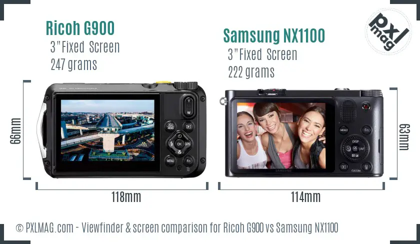 Ricoh G900 vs Samsung NX1100 Screen and Viewfinder comparison