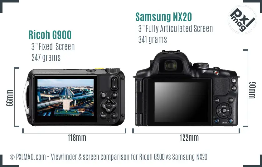 Ricoh G900 vs Samsung NX20 Screen and Viewfinder comparison