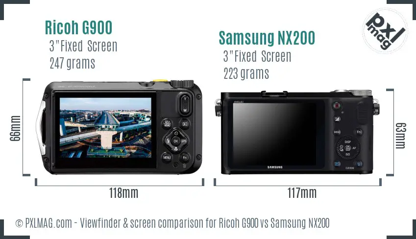 Ricoh G900 vs Samsung NX200 Screen and Viewfinder comparison