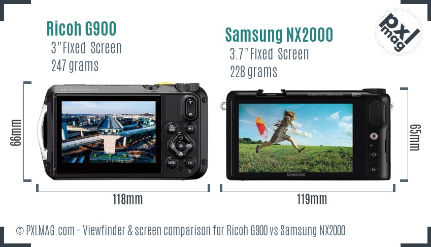 Ricoh G900 vs Samsung NX2000 Screen and Viewfinder comparison