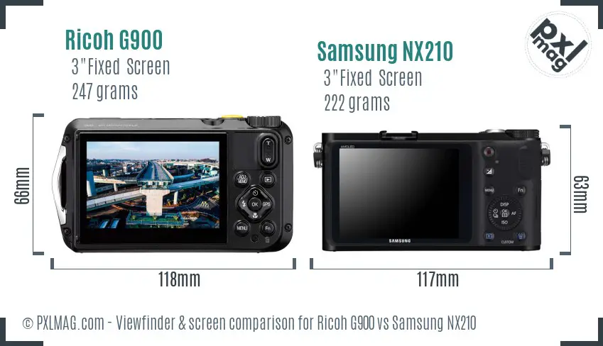 Ricoh G900 vs Samsung NX210 Screen and Viewfinder comparison