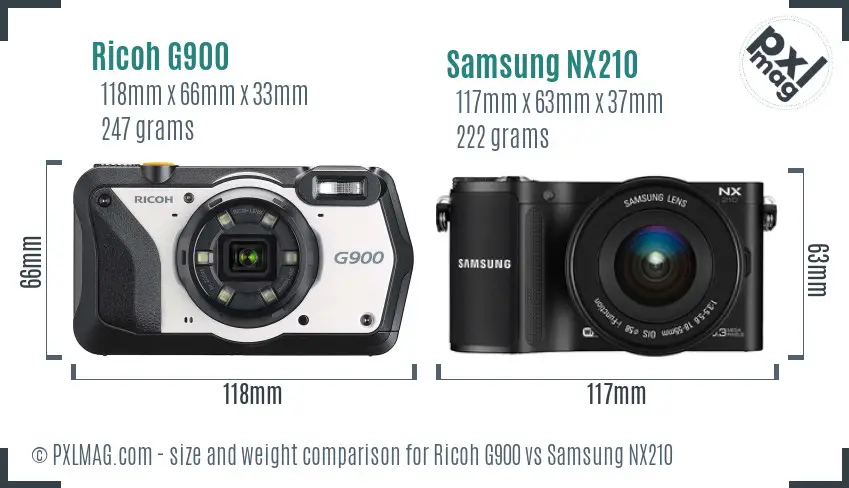 Ricoh G900 vs Samsung NX210 size comparison