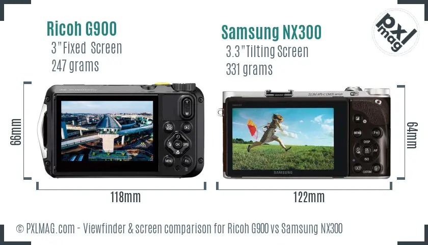 Ricoh G900 vs Samsung NX300 Screen and Viewfinder comparison