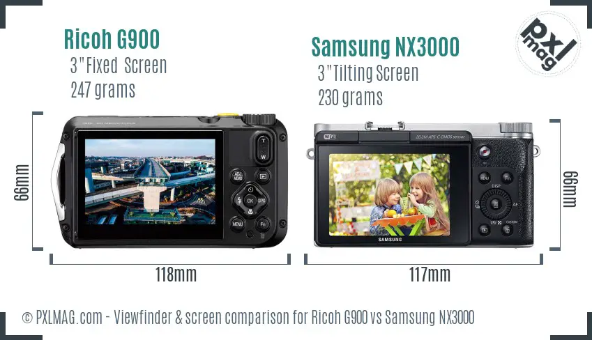 Ricoh G900 vs Samsung NX3000 Screen and Viewfinder comparison