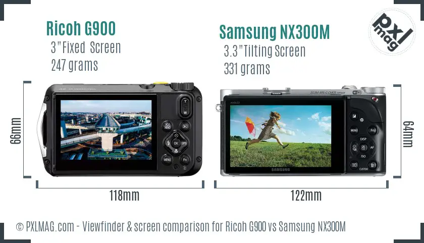 Ricoh G900 vs Samsung NX300M Screen and Viewfinder comparison
