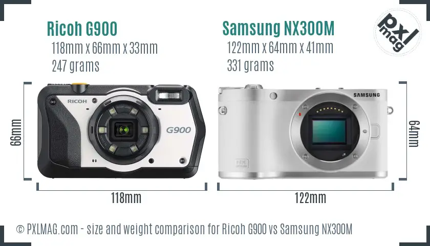 Ricoh G900 vs Samsung NX300M size comparison