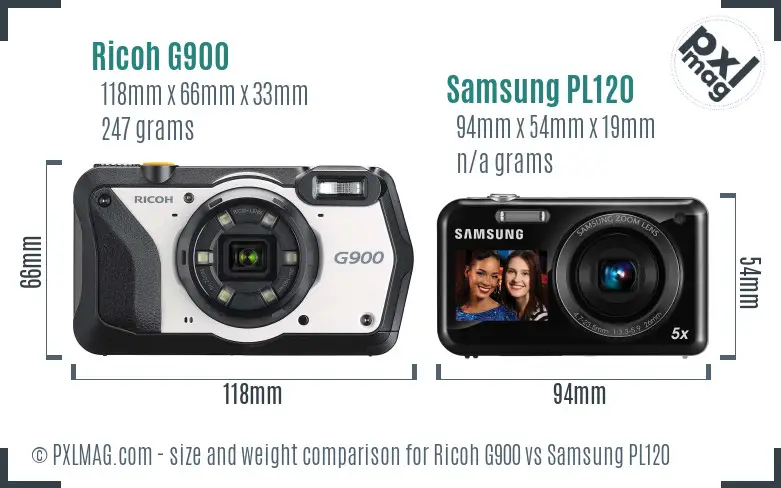 Ricoh G900 vs Samsung PL120 size comparison