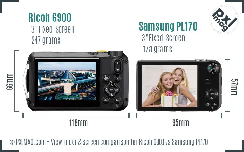 Ricoh G900 vs Samsung PL170 Screen and Viewfinder comparison