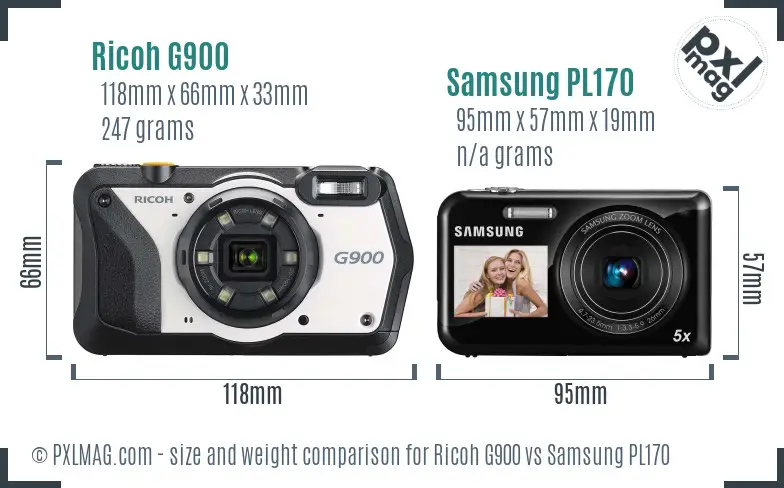Ricoh G900 vs Samsung PL170 size comparison